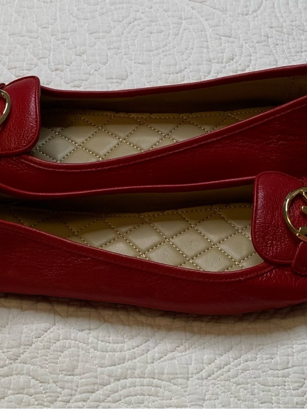 Michael Kors Lillie Premium Leather  Moccasin Flats in Bright Red - Picture 4 of 13